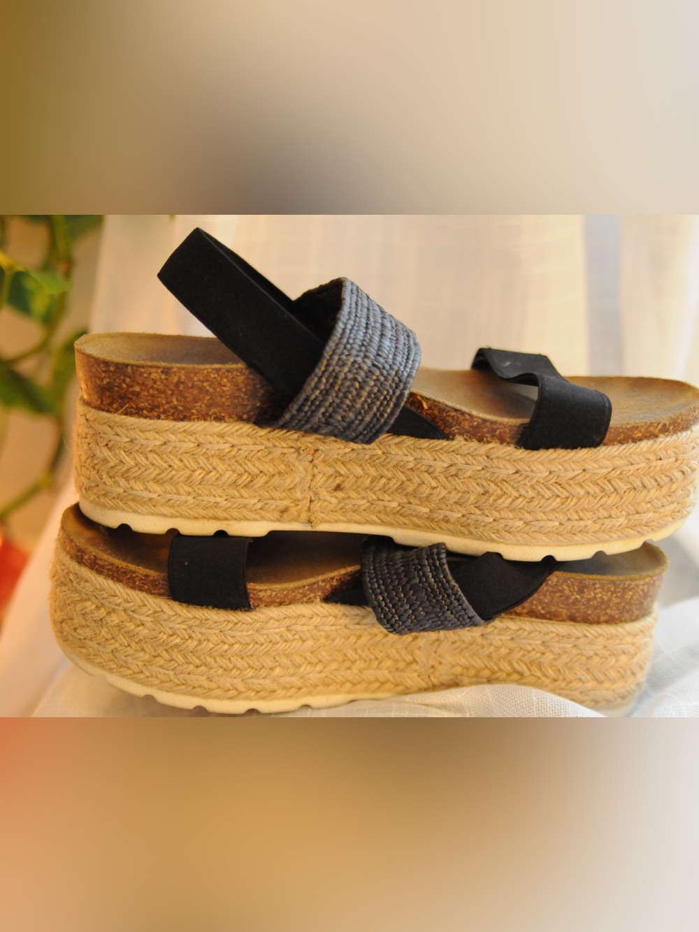 Steve Madden Black Platform Espadrille Sandals